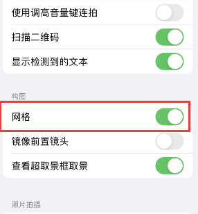 青冈苹果手机维修网点分享iPhone如何开启九宫格构图功能 